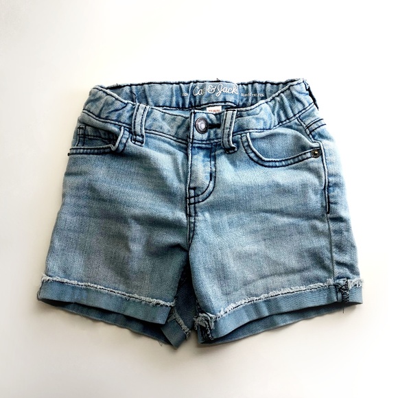 Girls Cuffed Light Wash Denim Shorts - Picture 1 of 4
